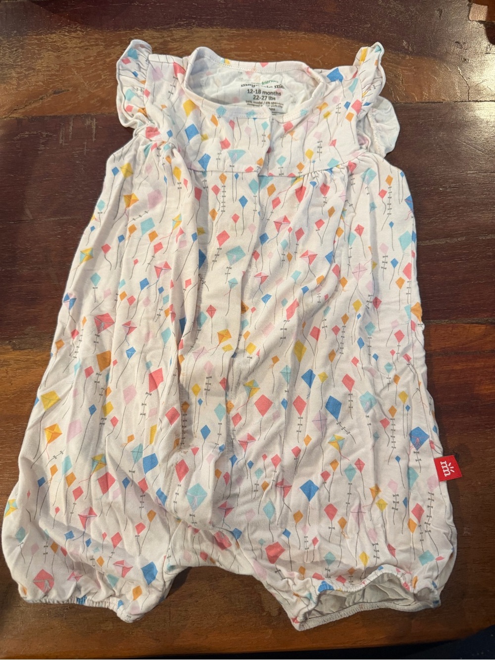 Magnetic Me White Romper with Multi-Color Kites